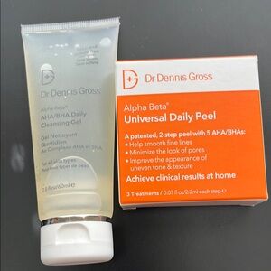 New Dr. Dennis Gross AHA/BHA Daily Cleanse Gel&Alpha Beta Univer Daily Peel-3 pk